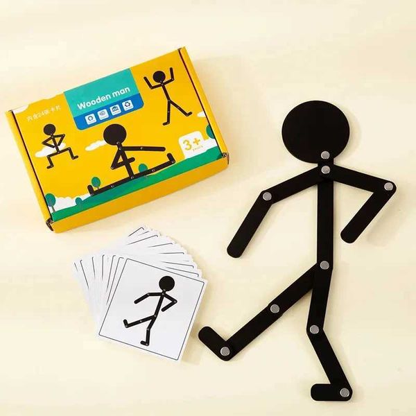 Kids Montessori Educational Wooden Stick Men Puzzle Game Kids Hand Skill Fine Motor Training Assemble Toys For Baby ImaginationC250121