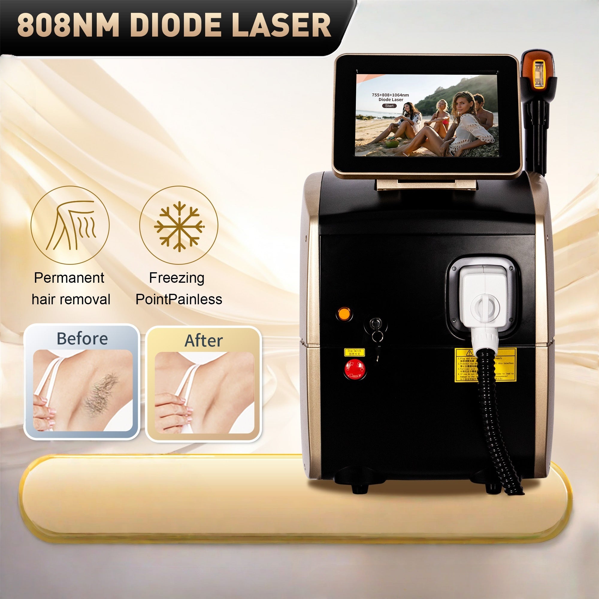 Professional 3500W Ice Titanium Laser Body Hair Removal Machine 3 Wavelength 755nm-808nm-1064nm Face Hair Remove for Salon Epilator