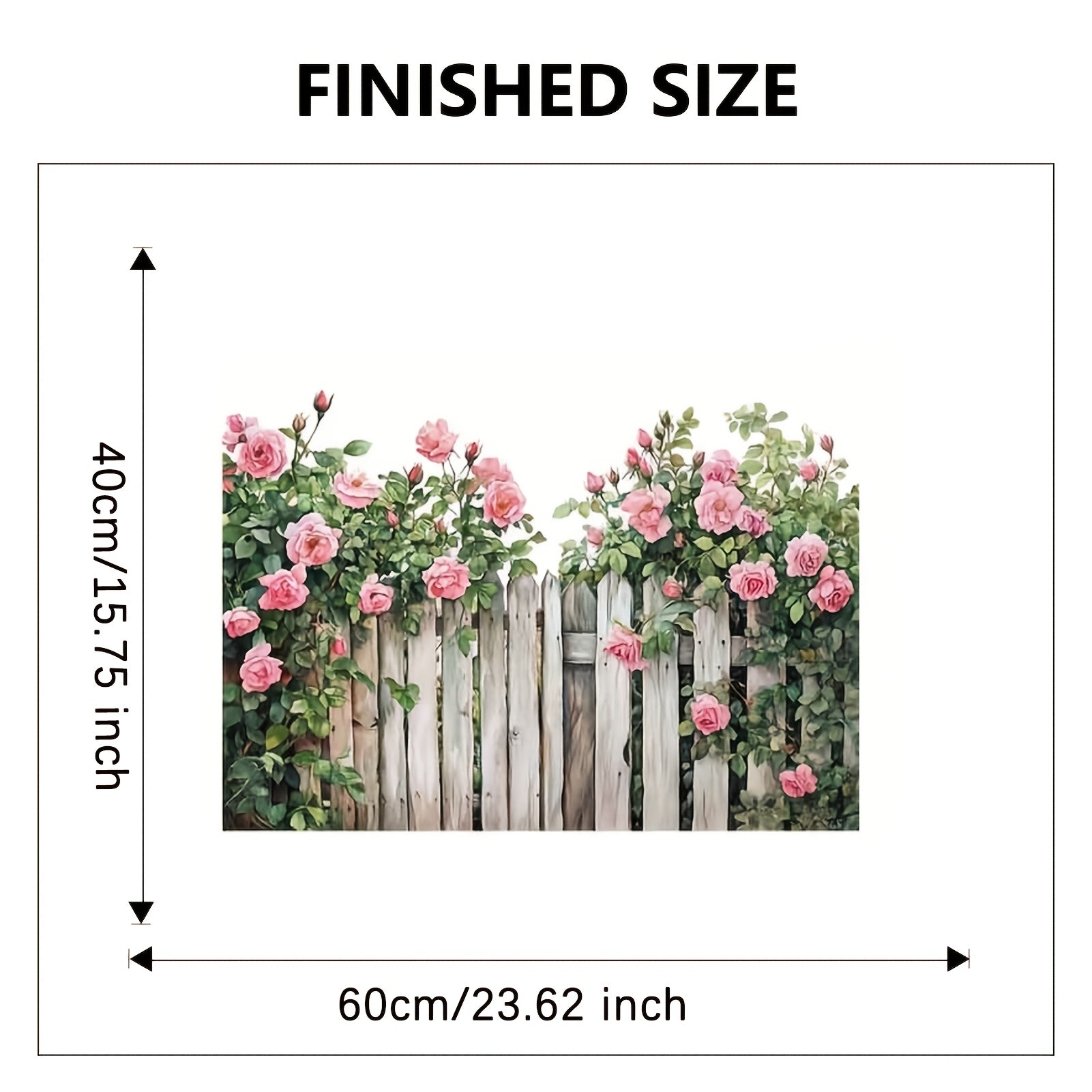 TEMU Bohemian Floral Wooden Fence Wall Decal - Self-adhesive, Removable Pvc Sticker With & Green Foliage, Ideal For Living Room, Bedroom, Dining,