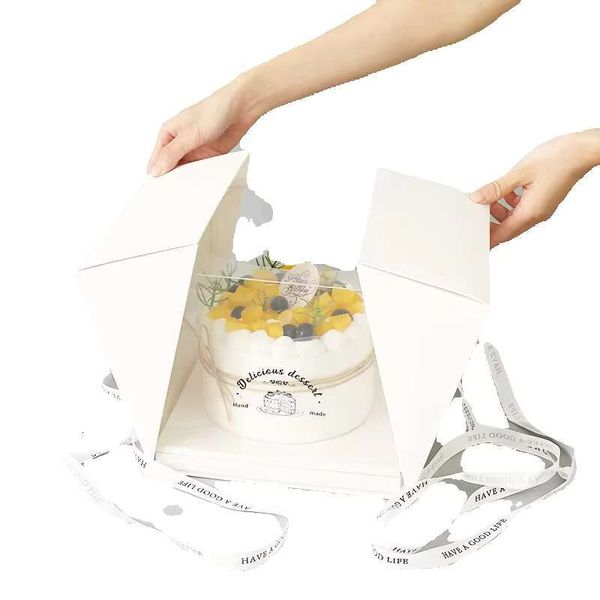 LBSISI Life Surprise Cake Boxes With Handle 4-6-8 Inch Handmade Wedding Birthday Party Baby Shower Celebrate Packing Decoration