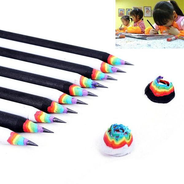 kawaii pencil lot rainbow pencil for kids environmental paper school pencils writing graphite pencil colored wholesale 220 V2