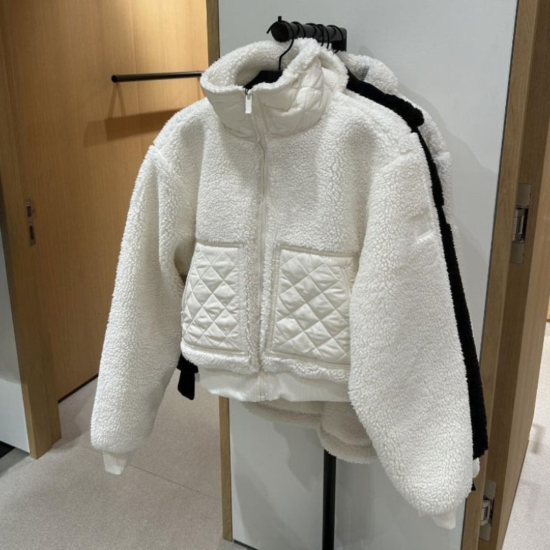 Designer Outerwear Jacket Yoga Blazer Lamb Plush Warm Coat Stand-up Collar Shirt-jacket Long Sleeve Sweater Full Zip Cardigan Sweatshirts Cropped Th