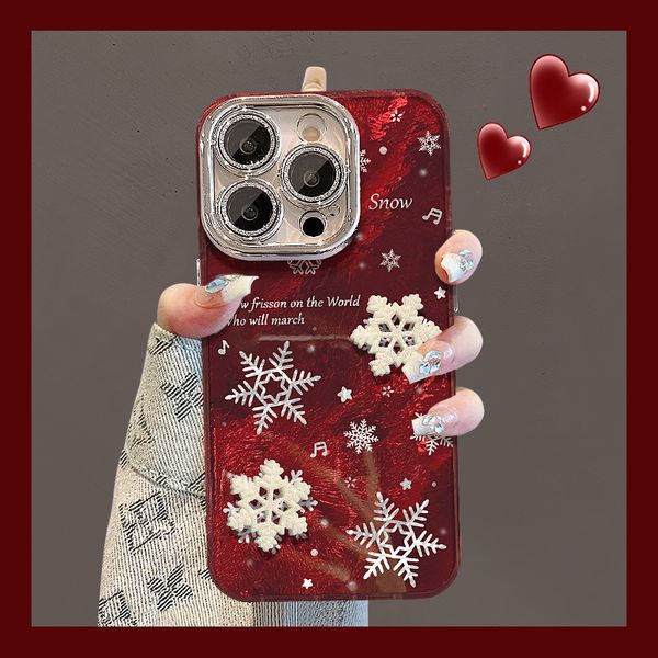 Snowflake Doll Christmas Phone Case Suitable for 16promax Anti Drop 15pro Precision Hole Glacier Pattern