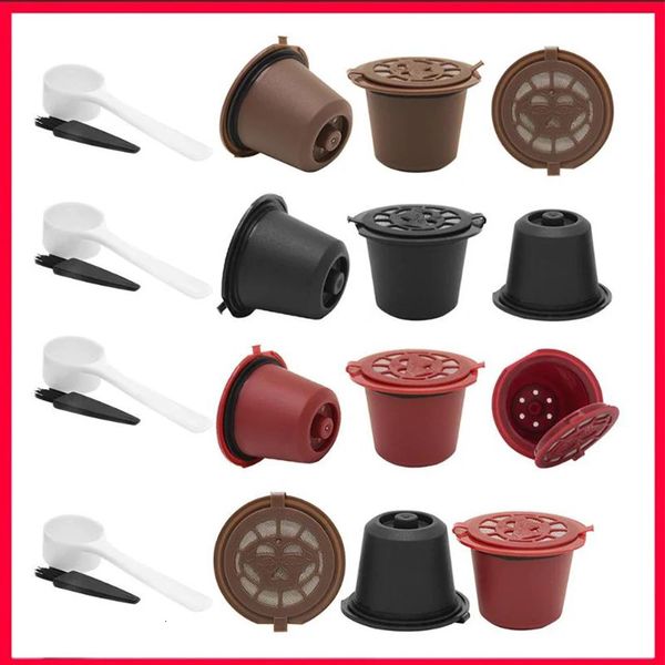 3pcspack Refillable Reusable for Nespresso Coffee Capsule With 1PC Plastic Spoon Filter Pod For Original Line Siccsaee Filters 241015