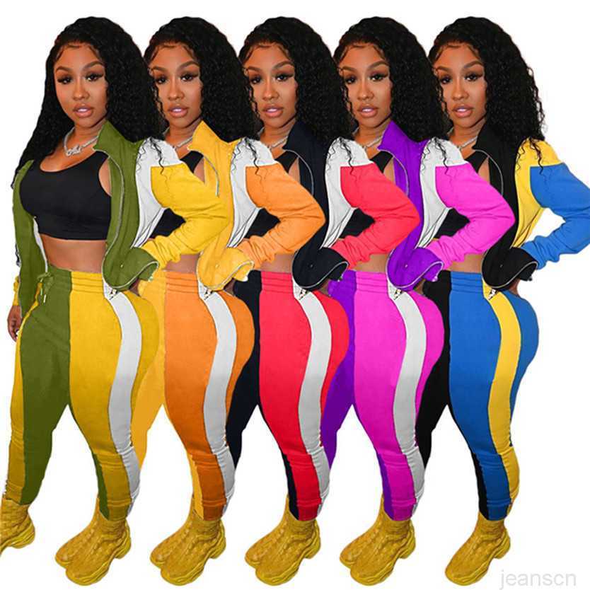 fall winter clothing women tracksuits jogger suit long sleeve outfits jacketpants panelled two piece set plus size s2xl sports suits