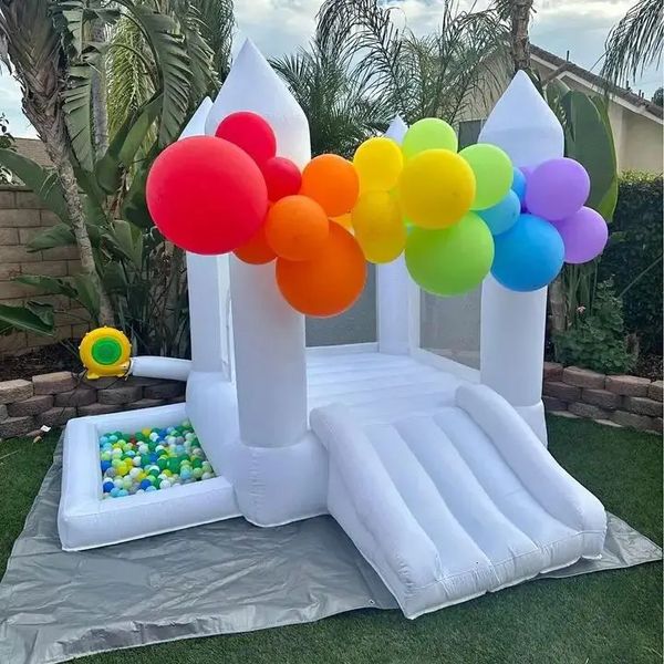 Commercial grade PVC-Oxford inflatable bubble house white bouncing house with slide used for party-event-wedding sales 241023