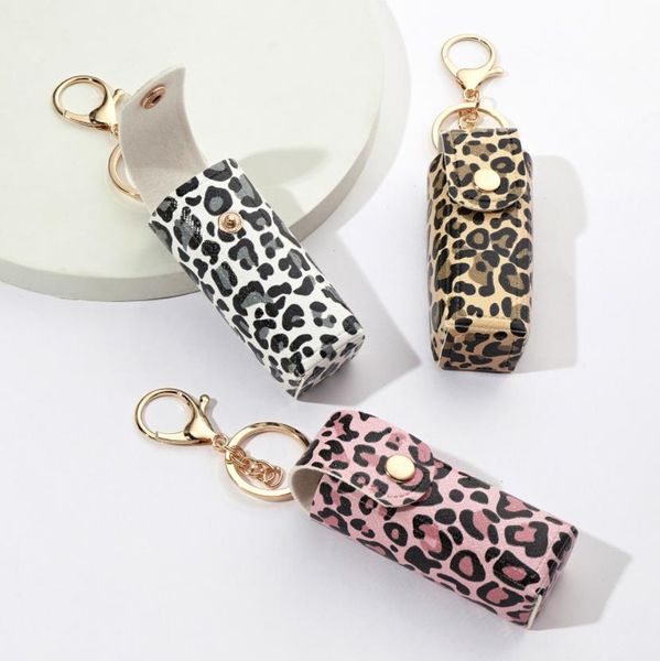 Party Favor PU Leather Single Lipstick Key Buckle Portable Lipstick Set Chapstick Case Cover Lip Balm Holder Keychain ni138