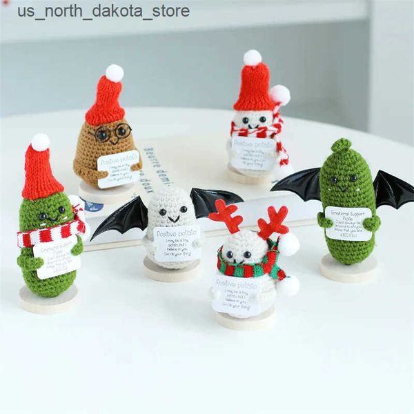Decorative Objects Figurines Kawaii Crochet Handmade Plush Wool Knitting Doll Funny Christams Gift Home Car Decor J241202