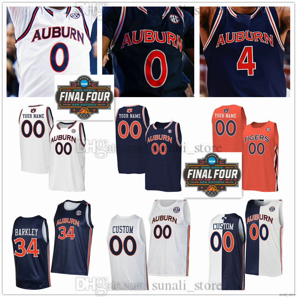 2025 Final Four Auburn College Tigers Basketball Jersey 4 Johni Broome 2 Jones 10 Chad Baker-Mazara 31 Johnson 13 Miles Kelly 44 Cardwell 0 Tahaad P