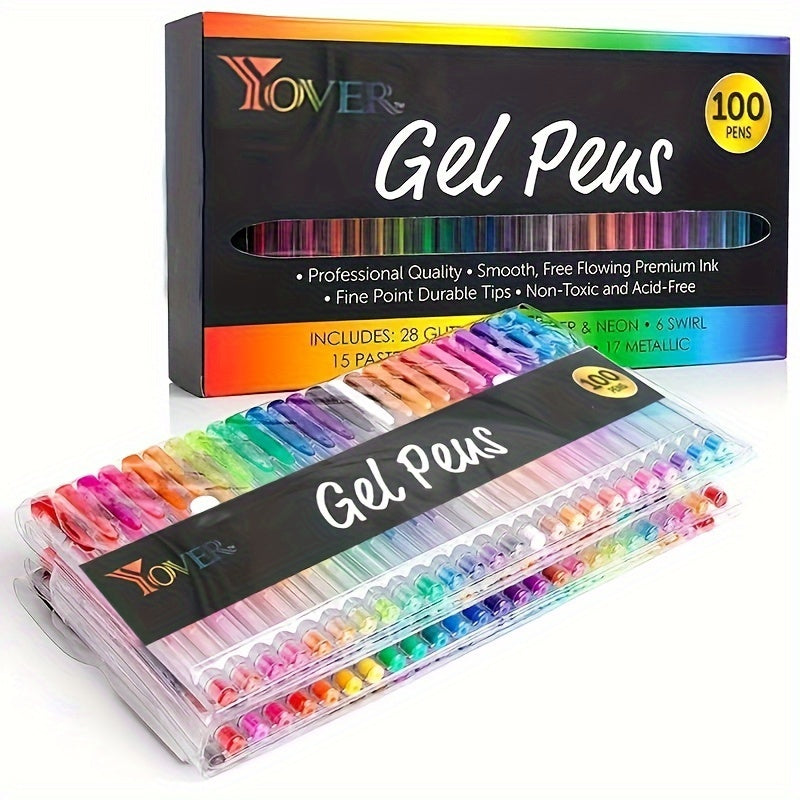 TEMU [18- 48- 60- Gel Pens Set] Gel Pens 18- 48- 60- (no Duplicates) Set For Adult Coloring Books Drawing With Case Christmas Gift, Winter, New Year