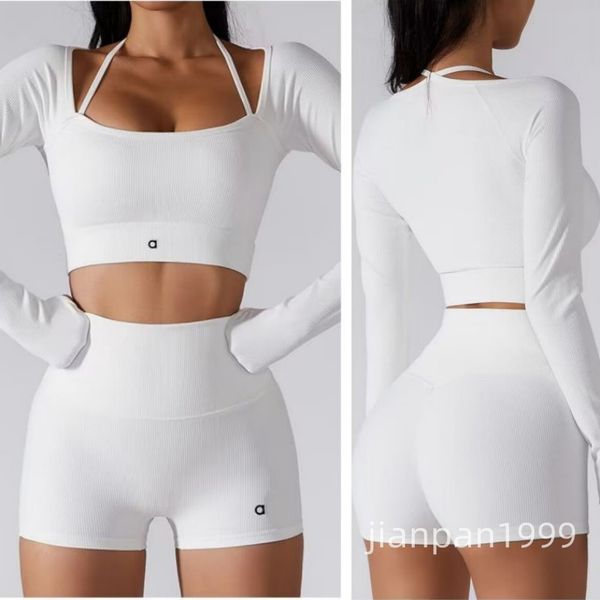 Women Yoga Suits Sports Shirts and Shorts Set Long Sleeve Yoga Shirts Shorts Quick Dry Sweatshirt Boxer-style Sets gym set workout set