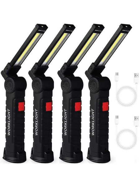 New USB charging portable COB LED flashlight work light magnetic pendant light with built-in battery camping flashlight Y241004