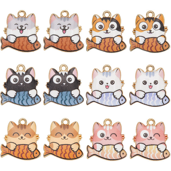 24 pièces 6 couleurs pendentifs en émail d'alliage de placage de rack