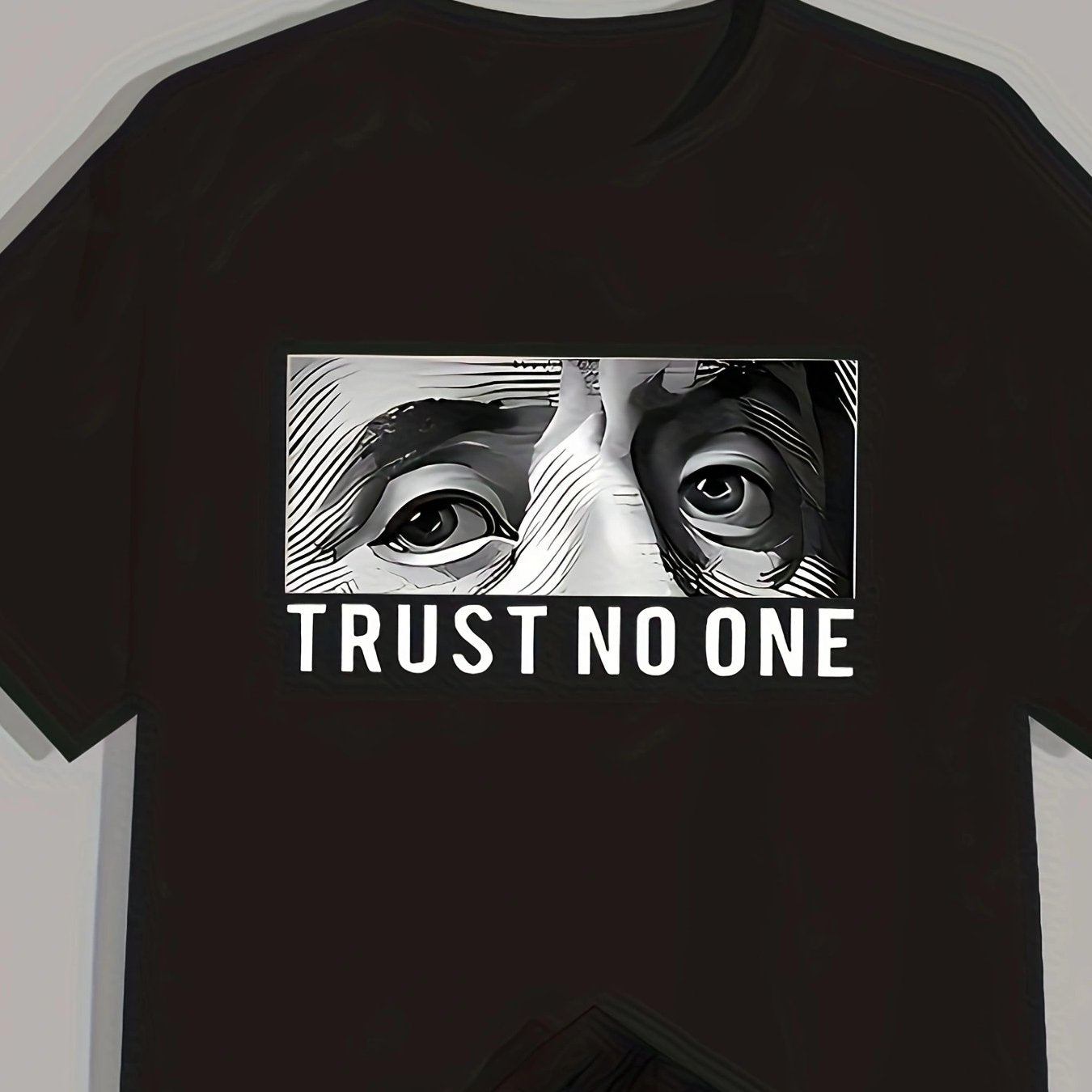 TEMU Face Pattern Print Short Sleeve Round Neck T-shirt, Comfy For Men Sports Summer Co