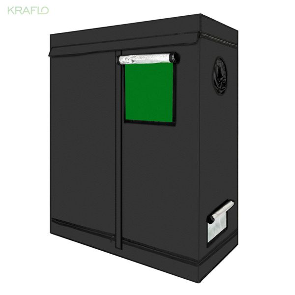 Hydroponic 600d oxford garden greenhouse Kraflo 120*60*150cm Dismountable Hydroponic Plant Growing Tent with Window Green & Black