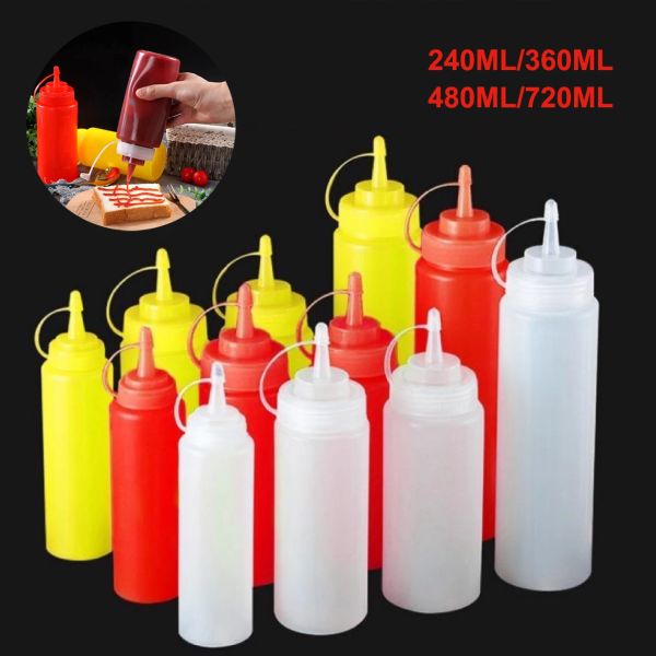 240-360-480-720ML Condiment Squeeze Bottles For Ketchup Mustard Mayo Hot Sauces Olive Oil Bottles Kitchen Gadget