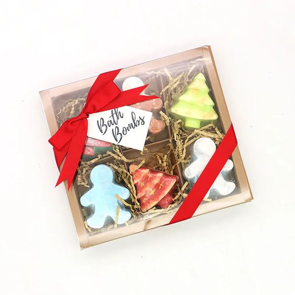 1 Set Christmas Bath Salts Bomb Little Snowman Christmas Tree Essential Oil Bubble Bath Salt Ball Skin Care Bathroom Supplies 240627