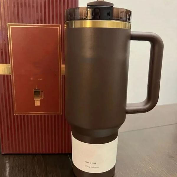 Stock 40Oz New Color Chocolate Gold Target Red Tumblers Pink Parade Flamingo Cups H2.0 40 Oz Cup With Handle Lid And Straw Coffee Water Bott