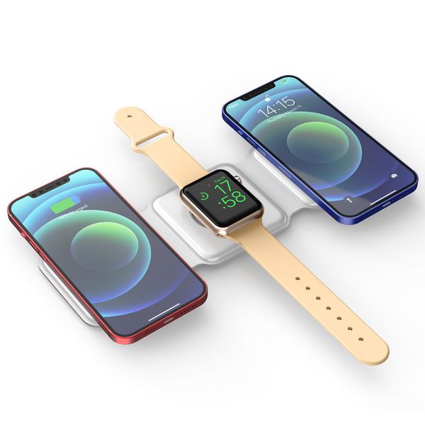 Magnetic Wireless Charger 3 IN 1 Dock Station 15W Foldable Fast Charger for iPhone Samsung Huawei Mobile Phone for Apple Watch AirPods Pro