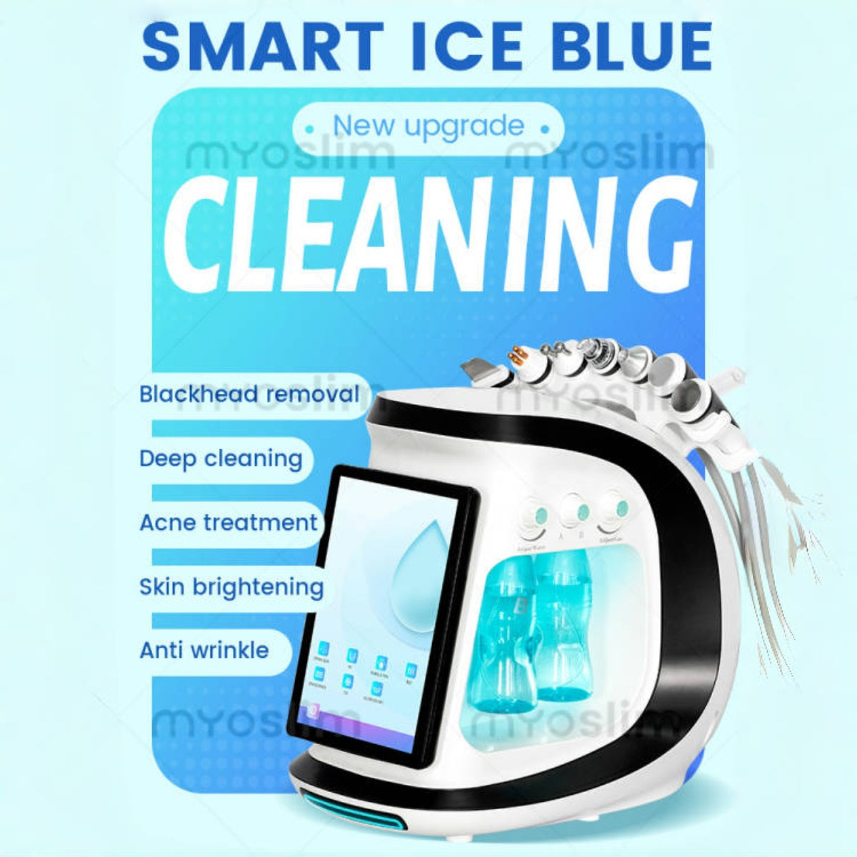 2025 Professional Water Dermabrasion Ice Blue Smart Jet Aqua Peel Machine for Facial Cleaning, Small Bubble Skin Care Device for Salon and Home Use