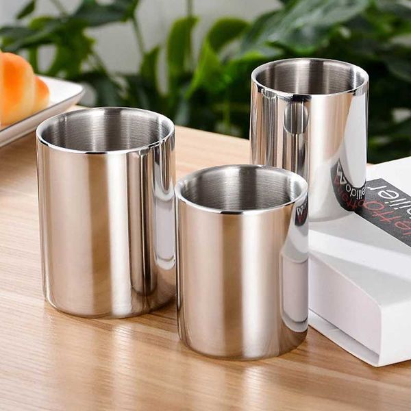 Thicken Double Wall Stainless Steel Mug Portable Coffee Beer Milk Water Tea Cup Travel Office Metal Cups Household Drinkware Y240813