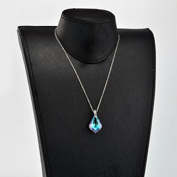 Collares pendientes de vidrio electrochapado chapado en color de lágrima ab