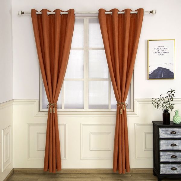 B329 Elegant Solid Color Velvet Curtain for Bedroom - Soft Fabric Drapes