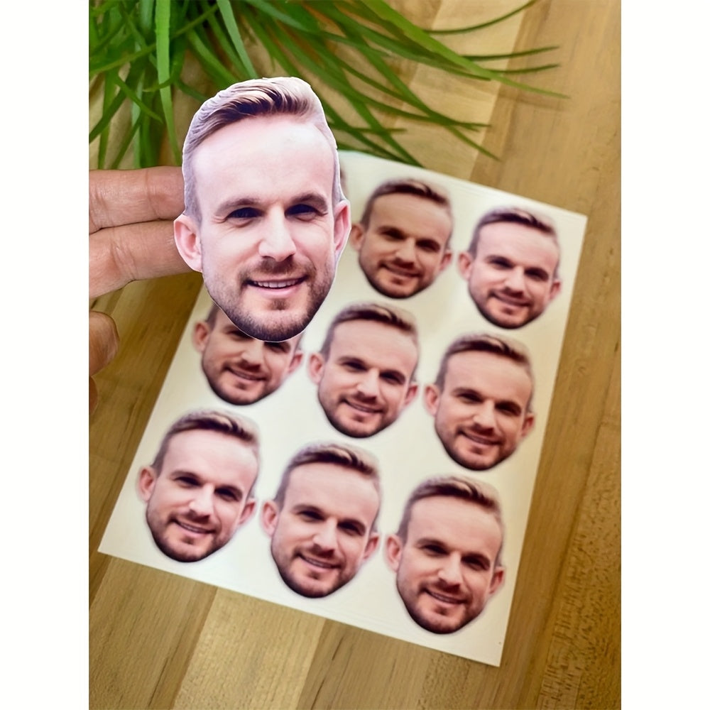 TEMU 25-50pcs Personalized Face Stickers - Custom Portrait, Cartoon & , Glittery Glossy Finish, Self-adhesive For Birthdays, Parties & Fun Photos,