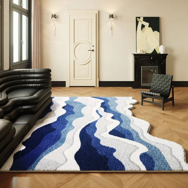 Irregular shaped plush carpet fluffy soft bedroom decoration bedside table carpet household washable floor mat Nordic style carpet 241126