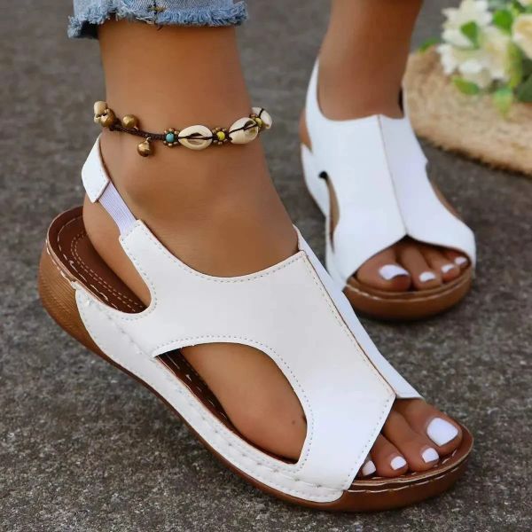 Wedge Women&#039;s Heeled Sandals 2024 Summer Peep Toe Platform Sandalias Woman Casual Non Slip Beach Sandles Plus Size Ladies 509a