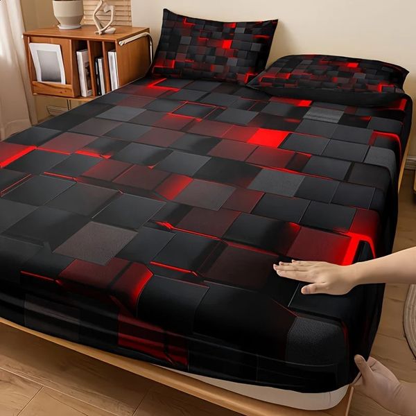 Sheet Technology inspired red flat patch set 1 patch2 pillowcases for soft high-definition printed bedding in family dormitories 240918