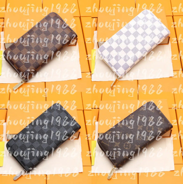 2021 Fashion flowers designer zipper wallets luxurys Men Women leather bags High Quality Classic Letters coin Purse Original Box Plaid card holder