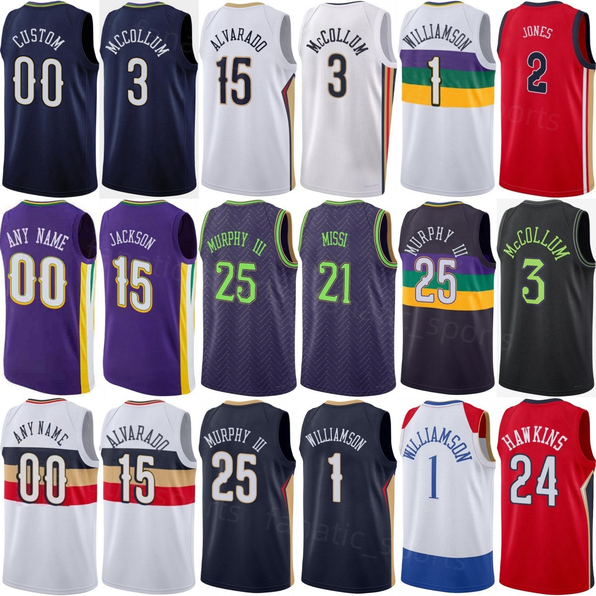 Print Basketball Jeremiah Fears Jerseys 0 Mans Youth Woman Derik Queen 22 Zion Williamson 1 Herbert Jones 2 Keion Brooks Jr 0 Yves Missi 21 CJ McCol