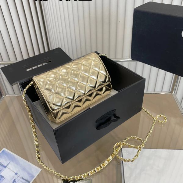 Classic Women Lambskin Wallets Quilted Flap Bags French Mini Coins Card Holder Vintage Matelasse Hardware Chain Crossbody Large Capacity Han