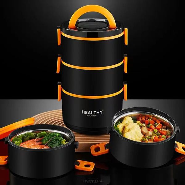Multi-layer Round Lunch Box Stainless Steel Insulated Leakproof Bento for Kids Adults Portable Microwave Container School Picnic 250110