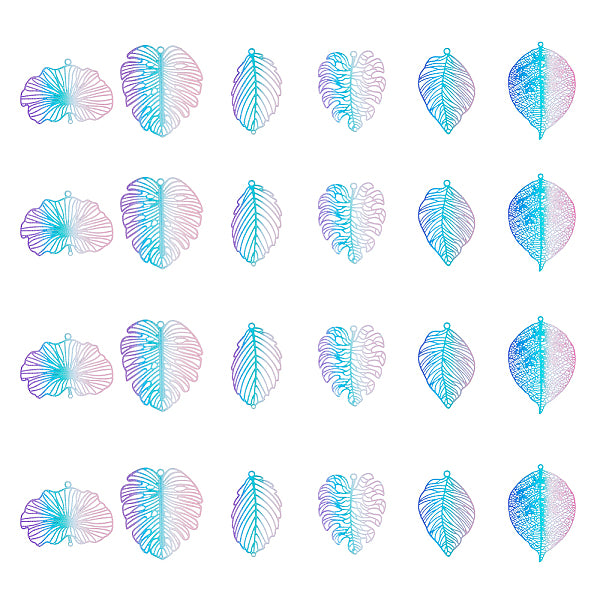 24 Stück 6 Stile Sprühlackierte Messing-Verbinder-Charms