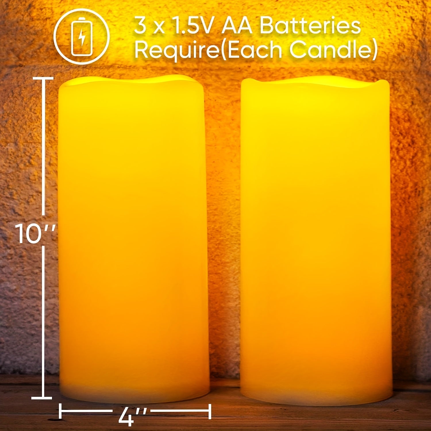 TEMU Large Flameless Candles With Remote Control And Timer, Battery Operated Flickering Led Pillar Candles For Indoor Lanterns, Porch, Long Lasting,