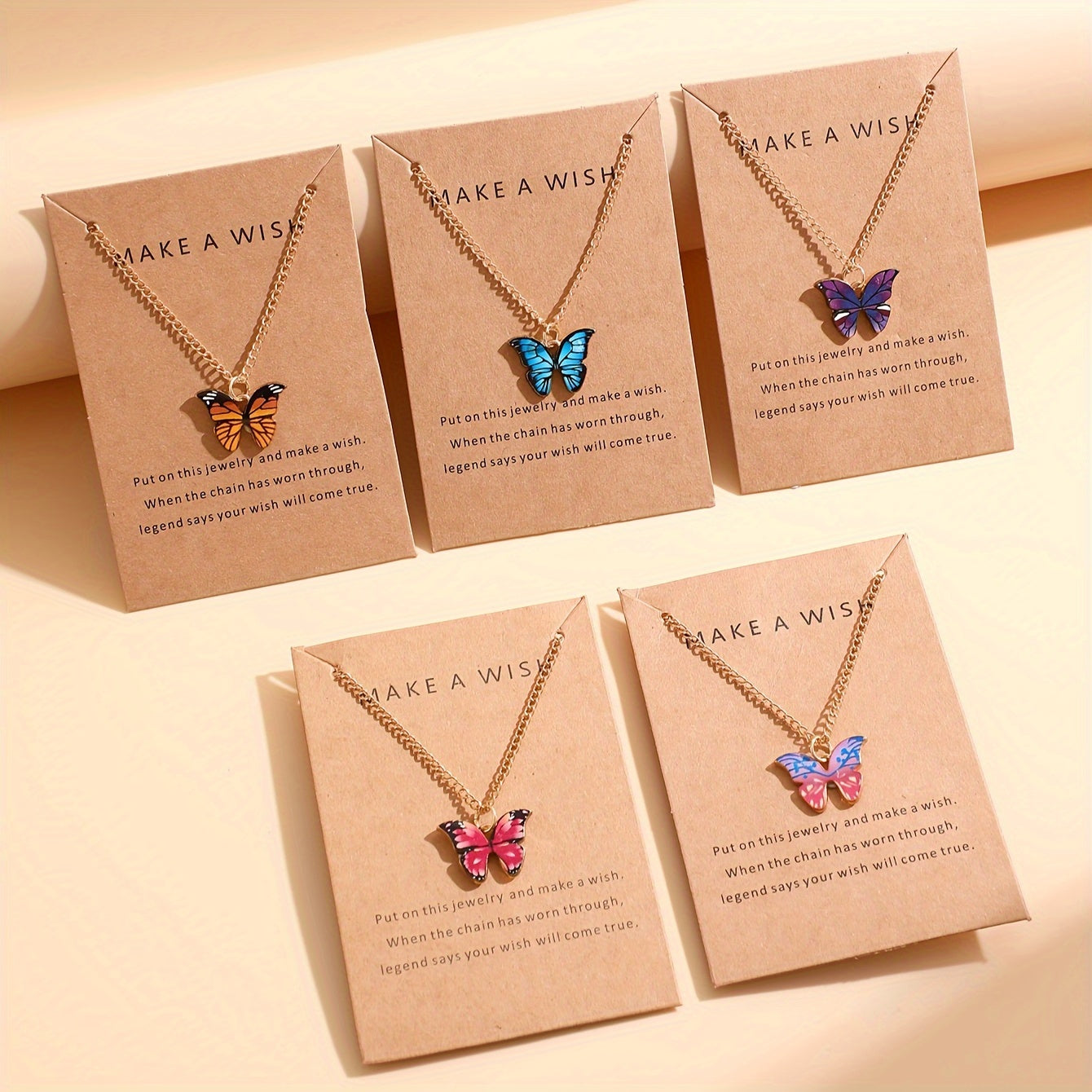 TEMU 10-5pcs Fashionable Simple Elegant Colorful Drip Oil Card Paper Necklace Set, For Holiday Party Date Gifts And Casual Attire