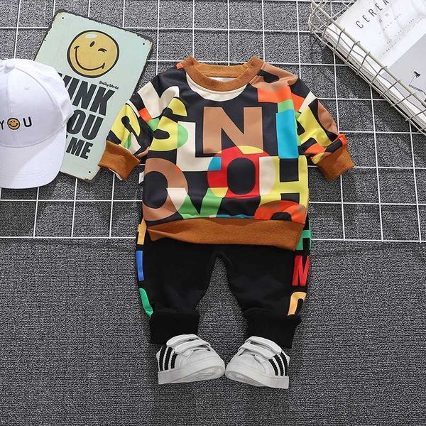 Clothing Sets Spring Baby Boys Girls Casual Clothes Kids Letters T-Shirt Pants 2Pcs-Sets Infant Cotton Clothing Set Children Fashion Tracksu