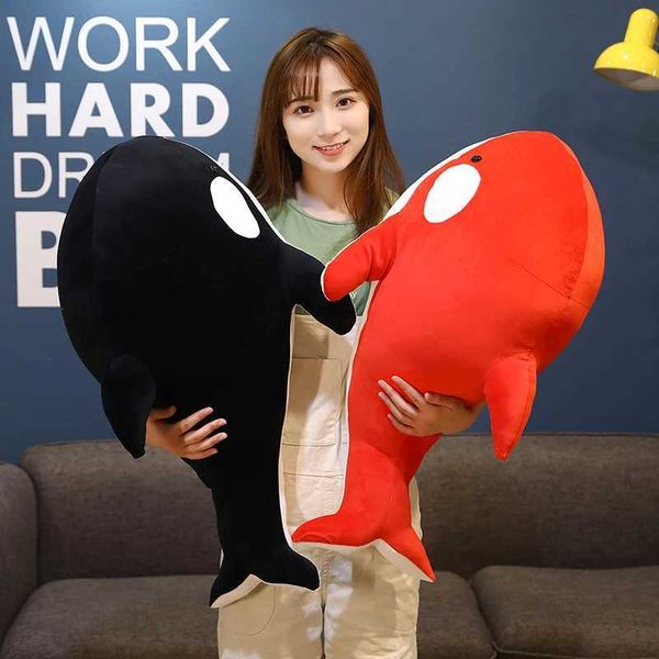 Plush Dolls Nice 60-80cm New Black And Red Shark Plush Toys Big Killer Whale Doll Orcinus Orca Stuffed Sea Animals Children Birthday Gift J2