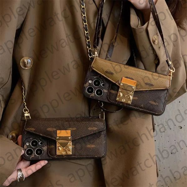 For iphone 16 Pro Max 15 Pro Max Case Wallet Crossbody Designer Phone Case Card Holder Apple iPhone 14 ProMax 13 12 11 Leather Handbag Case