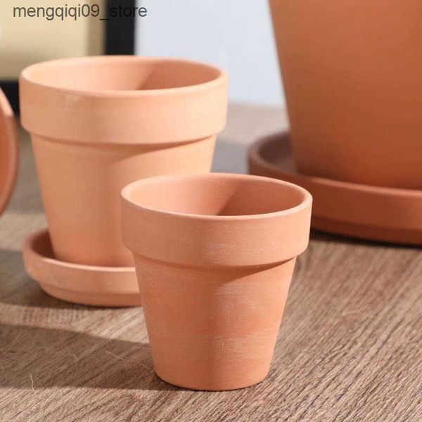 Planters Pots Red pottery flowerpot coarse clay small clay basin indoor and outdoor simple meat ceramic flowerpot balcony green plant breath