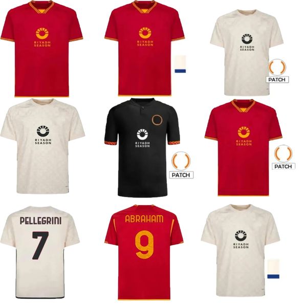 DYBALA LUKAKU Soccer Jerseys AOUAR Fans Maglia Pellegrini Belotti SMALLING Abraham TOTTI 23-24 Football Shirts Romes MANCINI Men SHAARAWY