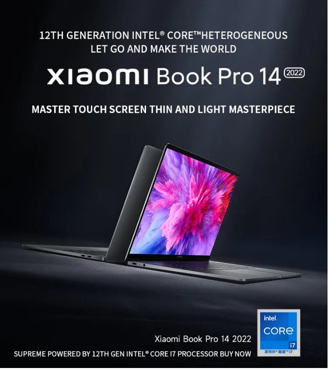 2025 Xiaomi Book Pro 14 Laptop 14 Inch 2.8K 90Hz OLED Touch Screen i5 1240P 16GB 512GB-2TB Intel Iris Xe Graphics Thin Notebook