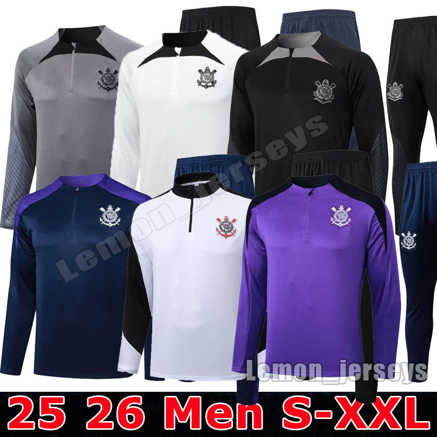 2025 2026 Corinthias tracksuit Men&#039;s Adult soccer jersey kit 25 26 YURI ALBERTO WILLIAN GILR.AUGUSTO Half zipper Survetement maillot de foot Fo