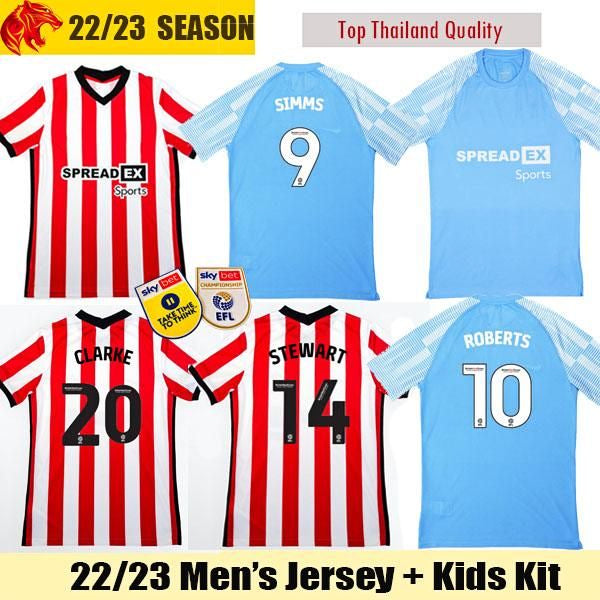 22 23 SUNDERLAND Soccer Jerseys STEWART SIMMS ROBERTS AMAD 2022 2023 CLARKE DAJAKU EMBLETON EVANS O&#039;NIEN Football Shirt PRITCHARD Mens Jersey K