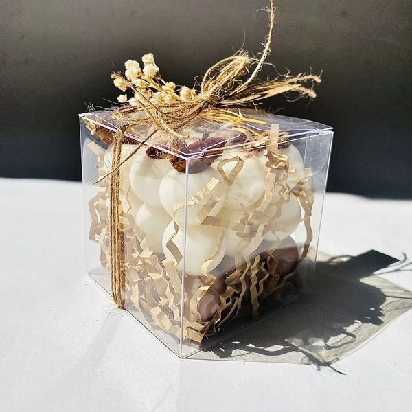 50PCS Transparent Gift Box Candle Packaging Gift Box 5*5*5cm PVC Wedding Candy Box Wedding Party Supplies Gift Packaging 240419