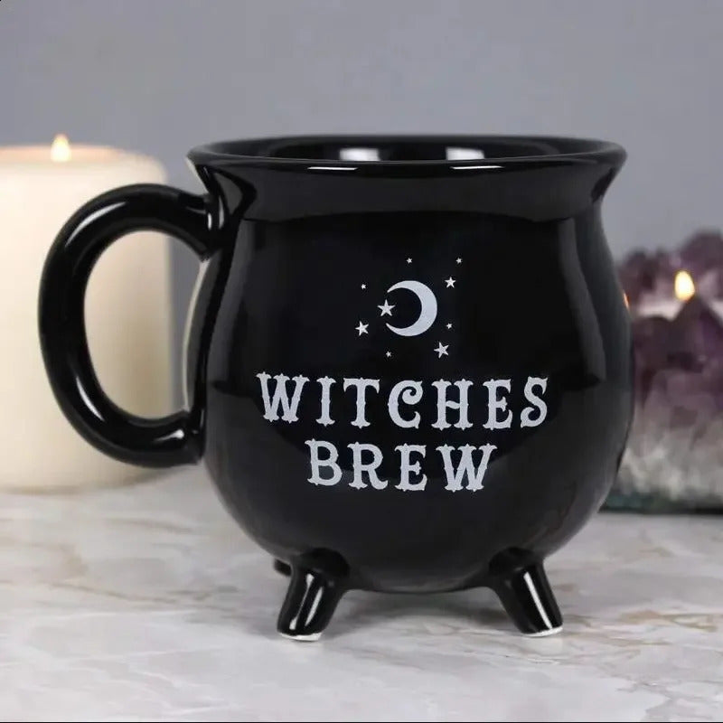Creative Witches Brew Witch Cauldron Coffee Mug Black Ceramic Coffee Cups Halloween Tabletop Decoration for Halloween 240823