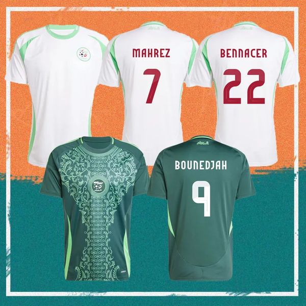 Official Algeria Soccer Apparel - 2024 Season Home and Away Shirts Featuring Atal, Bennabaini, Bennacer