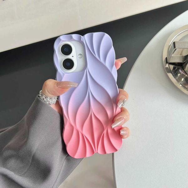 Cell Phone Cases Luxury and fashionable 3D leaf pattern soft phone case suitable for iPhone 16 15 14 13 Pro Max Plus leaf ripple candy color